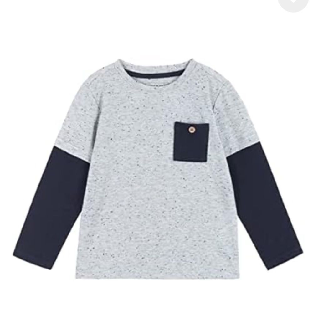 Andy and Evan Grey and Navy F2225323B-GYF long sleeve pocket tee NWT size 5